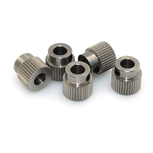 3Dman Extruder Pulley 36 Teeth Bore 5mm Stainless Steel Drive Gear for 1.75mm & 3mm 3D Printer Filament (Pack of 5pcs)