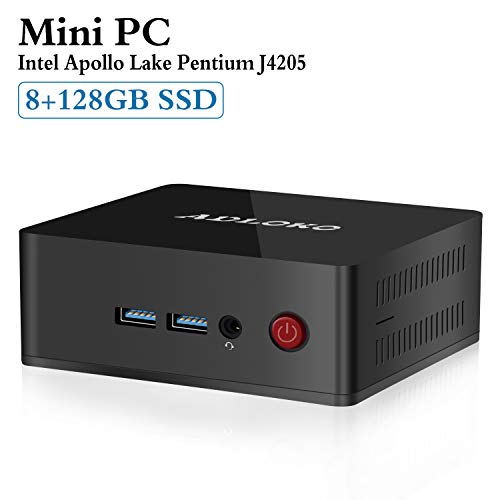 ADLOKO J4205 Mini PC with Windows 10 Apollo Lake J4205 Quad-Core Desktop Computer(up to 2.6 GHz) 8GB RAM+128GB /2.5″ HD Supported