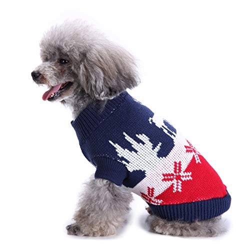 Gabefish Christmas Elk Pattern Dog Sweater Jumper Tops Reindeer