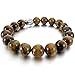 INBLUE Women,Men's 10mm Alloy Energy Bracelet Link Wrist Energy Stone Brown Silver Tone Buddha Mala Bead
