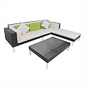 HomyDelight Outdoor Furniture Set, 4 Piece Garden Lounge Set with Cushions Poly Rattan Black