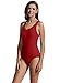 zeraca Women's Vintage Sport Racerback One Piece Swimsuit Swimwear M10 Dark Red
