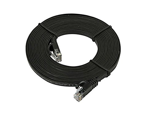 Monoprice 14-Feet 30AWG Cat5e 350MHz UTP Flat Ethernet Bare Copper Network Cable, Black (109551)