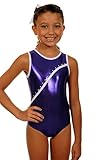 TW Big Girl's Leotard Bree | Purple Rhinestone-Child: 14-16