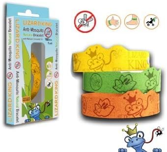 Lizard King Anti Mosquito Bracelet - Natural Repellent with Cinronella Oil. Extra Safe, No Deet. Kids Love Them! 168 hours of Long Lasting Mosquito Protection. Perfect for Outdoor Events, Sports, Playtime, Camping, Hiking, Gardening, Picnics, and more. Colors may vary. (3 Bracelets)