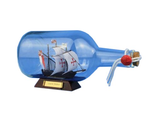 Hampton Nautical  Santa Maria Ship in a Bottle, 9"