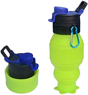YESTONE Sports Collapsible Water Bottle 17oz.BPA Free Silicone Foldable Bottole 520ml FDA Approval for Sports Camping Hiking, SH02 Green