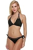 Ekouaer Bikini Set Womens Sexy Halter Bathing Suit Mesh Inset Cover Up XS-XL