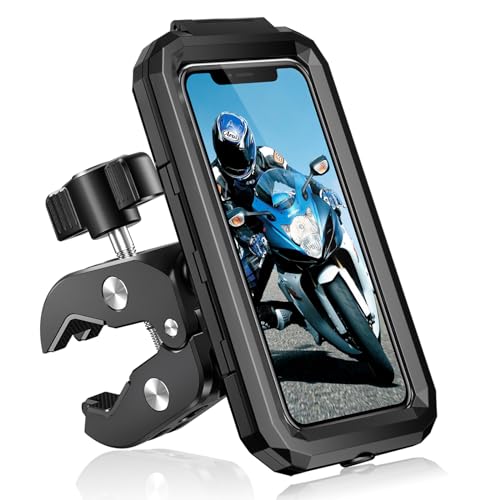 BTNEEU Universal Waterproof Motorcycle Phone Holder for Bike, Navigation Holder, Anti-Vibration, Mobile Phone Holder with 360° Rotation Touch Screen for 5.5 Inches-7.0 Inches Smartphone