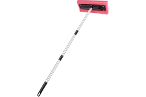 Telescoping Roof Snow Rake with Extendable Aluminum Pole, Red Blade, 200cm Adjustable Handle for Roof and Vehicle Snow Remova