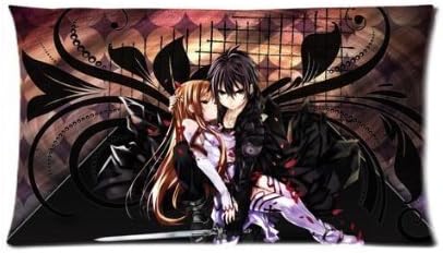 Custom apanese Anime Cartoon Sword Art Online SAO Kirito and Asuna Zippered Pillowcase Pillow Case Covers 20*26 inches (Two Sides) Home Decor