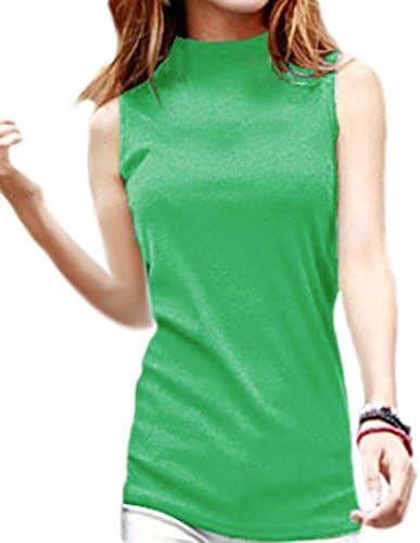 Women's Mock Turtleneck Fullback Sleeveless Shaping Tank Top Shirt Tops Green Medium
