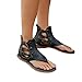 Creazrise Womens Roman Strappy Gladiator Flat Dress Sandals Summer Ankle Flat Straps Shoes Black