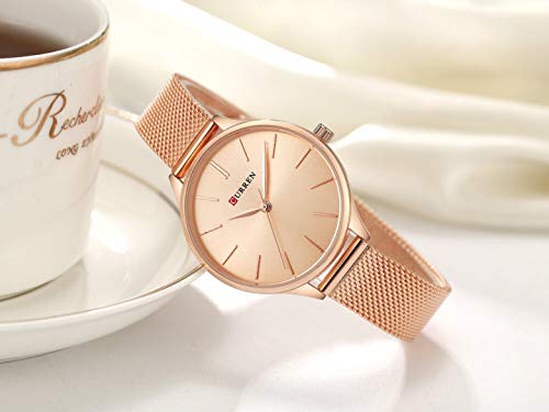 Curren 9024 - Reloj de cuarzo para mujer, analógico, ultrafino, de acero inoxidable, de acero inoxidable, simple, casual, impermeable, para mujer - Imagen 5