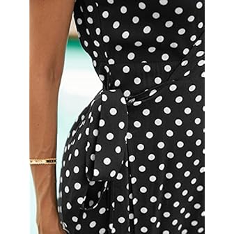 ACHIOOWA Mujer Vestido Elegante Casual Playa Bohemio Dress Lunares