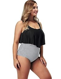 Yomoko Traje de baño para mujer, talla grande, cintura alta, estilo retro