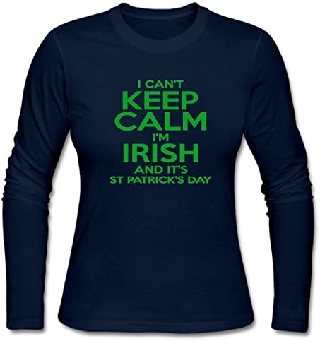 WANGH Women's I Can't Keep Calm I'm Irish It's ST Patrick's Day Long Sleeve T-Shirt
