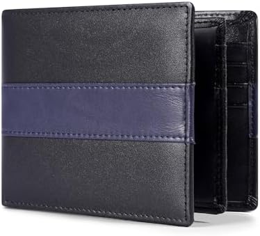 Amazon.com: Mens Bifold Leather Wallet Middle Flaps Double ID
