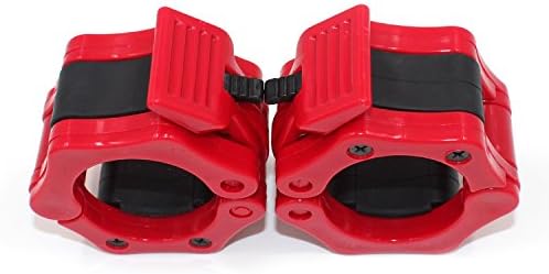 Barbell Lock Clamp Collar, Olympic Barbell Lock, for 2-Inch Diameter Size Olympic Bars, weightlifting Ironsmith Sports (Red)