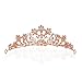 SWEETV Rose Gold Wedding Tiara for Bride, Crystal Tiaras and Crowns for Women, Princess Tiara Costume Crown for Birthday Party Prom