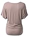 Doublju Loose Fit Shirring Dolman Blouse Top for Women with Plus Size