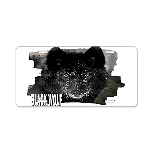 CafePress - Black Wolf - Aluminum License Plate, Front License Plate, Vanity Tag