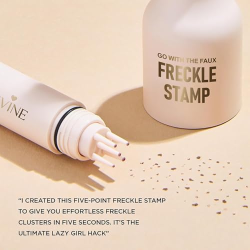 LBOYLOVE® Upgrade Faux Freckle Stamp Pen Waterproof Fake Freckles Makeup Tool, Natural-Looking Freckle Maker & Spray with Multi-Prong Precision Stamp Head, Long-Lasting Sunkissed Makeup (2# Medium)