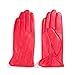 MATSU Simple Sytle Women Winter Warm Lambskin Leather Gloves 7 Colors M9022 (L, Red-Non Touchscreen)