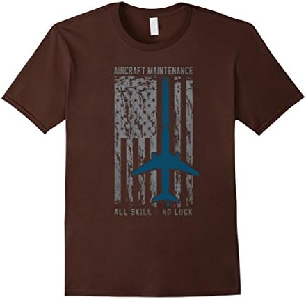 Mens Aircraft mechanic flag us shirt Large Brown