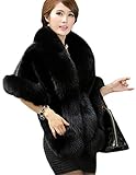 Hhdress Womens Thicken Faux Fox Fur Wrap Shawls Warm Poncho Jackets