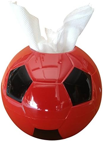 UUOUU Football Tissue Box Holder Cover Creative Round Shaped Paper Holder for Home Bedroom Office Decoration Red