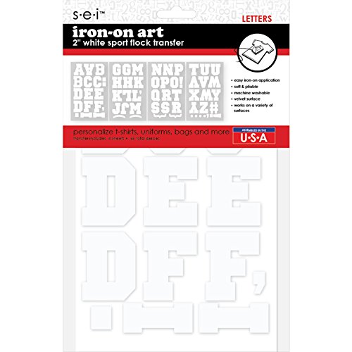Sei 2" White Sport Flock Iron-on Transfer Letters