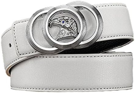 Men Luxury Business Casual Genuine Leather Automatic Buckle Belts Waistband (125cm, White)