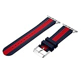 SEMILU Silicone Strap Watch Band Compatible with Apple Watch Series 4 Series 3 Series 2 Series 1 Sport and Edition (42mm-Dark Blue/Red)