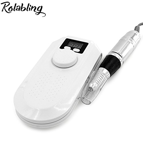 Rolabling 30000RPM Rechargeable Nail Art Drill File Machine Electric Manicure Pedicure Drill Acrylic Gel Nail Grinder Tool Bits Set (220V)