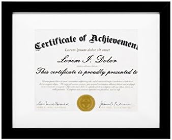 Memooq 11x14 Document Frame - Made for Sized 8.5x11 Inch with Mat or 11x14 without Mat Black