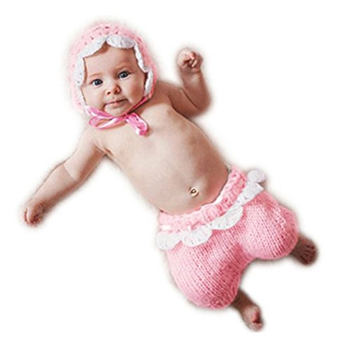 Newborn Baby Girl Boy Photo Props Outfits Crochet Cute Hat Pants Photography Props