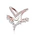 KAVANI Rose Gold Cubic Zirconia Ring CZ V Ring Open Adjustable Heart Princess Ring for Women