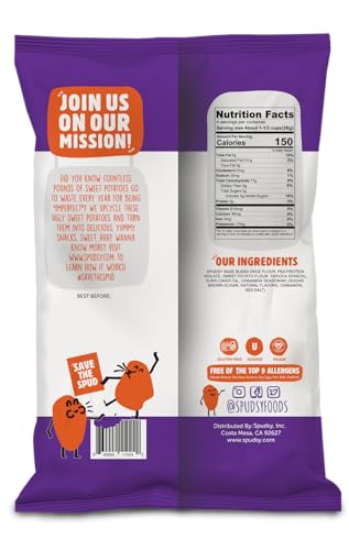 SPUDSY, CINNAMON CHURRO SWEET POTATO PUFFS, 4 OUNCE