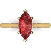 Clara Pucci 14K Solid Gold Engagement Ring for Women | 1.5 cttw Garnet Marquise Cut Solitaire | Real Yellow Gold Wedding Ring