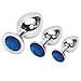 Dxhycc 3 Piece Jewelry Anal Plug, 3 Size Luxury Jewelry Design Fetish Anal Butt Plug Anal Trainer Toys Sex Toy Love Games for Experienced Users and Beginners Women Men (Blue)