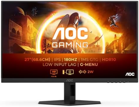 Gaming Monitor 27G4XED 27 pollici 1920x1080, FHD, 180Hz, Fast IPS Panel, 1ms GtG, Speakers, (HDMI2x 2.0 DP 1x 1.4) HDR10, G-Sync Compatible, Nero