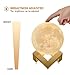 3D Printed Moon Lamp LED Baby Night Light Table Desk Lamp USB Charging Wooden Base Touch Sensor Control 2-colors Dimmable Switch for Bedroom Birthday Decoration (Diameter 4.7 inch)