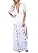 Wicky LS Women's Sexy Short Sleeve Long Dress Low V-Neck Lace Romper