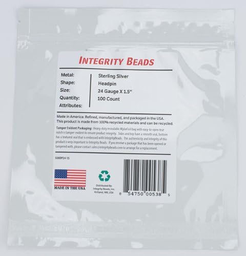 Sterling Silver 24 Gauge 1.5 Inch Headpin - 100 Count