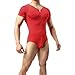 Mens Suspenders Wrestling Singlet Leotard Thong Bodysuit Jumpsuit Briefs Swimwear (XL, Jumpsuit (Red))