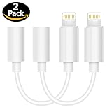 (2 pack) Lampari lightning to 3.5mm headphone jack aux adapter for iPhone 7 / 7 Plus -(iOS 10.2 ,10.3) White