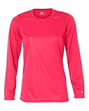 Custom Badger Womens B-Core Long Sleeve Performance Tees HOT CORAL WXL