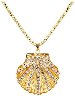 Clearance 2018! Fashion Necklace Small Sea Shell Shaped Pendant Charming Rhinestone Alloy Natural Shell Necklace Silver Gold Jewelry (Gold)