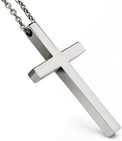 Stainless Steel Cross Necklace Religious Cross Crucifix Pendant Jewelry for Men Women